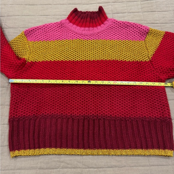 NWT FARM Rio Shiny Stripe Colorblock Turtleneck Sweater RED MULTI Medium $210 - Picture 4 of 12